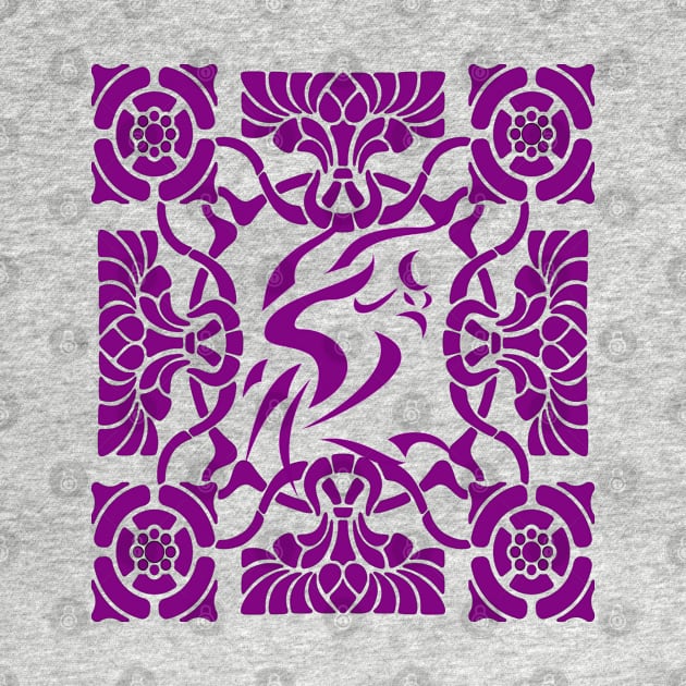 Ornamental Phoenix firebird Purple by Kiyiya Designs